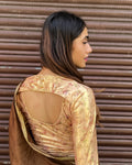 Tijori Digital Vintage Print Shimmer Stretchable Slip on Blouse