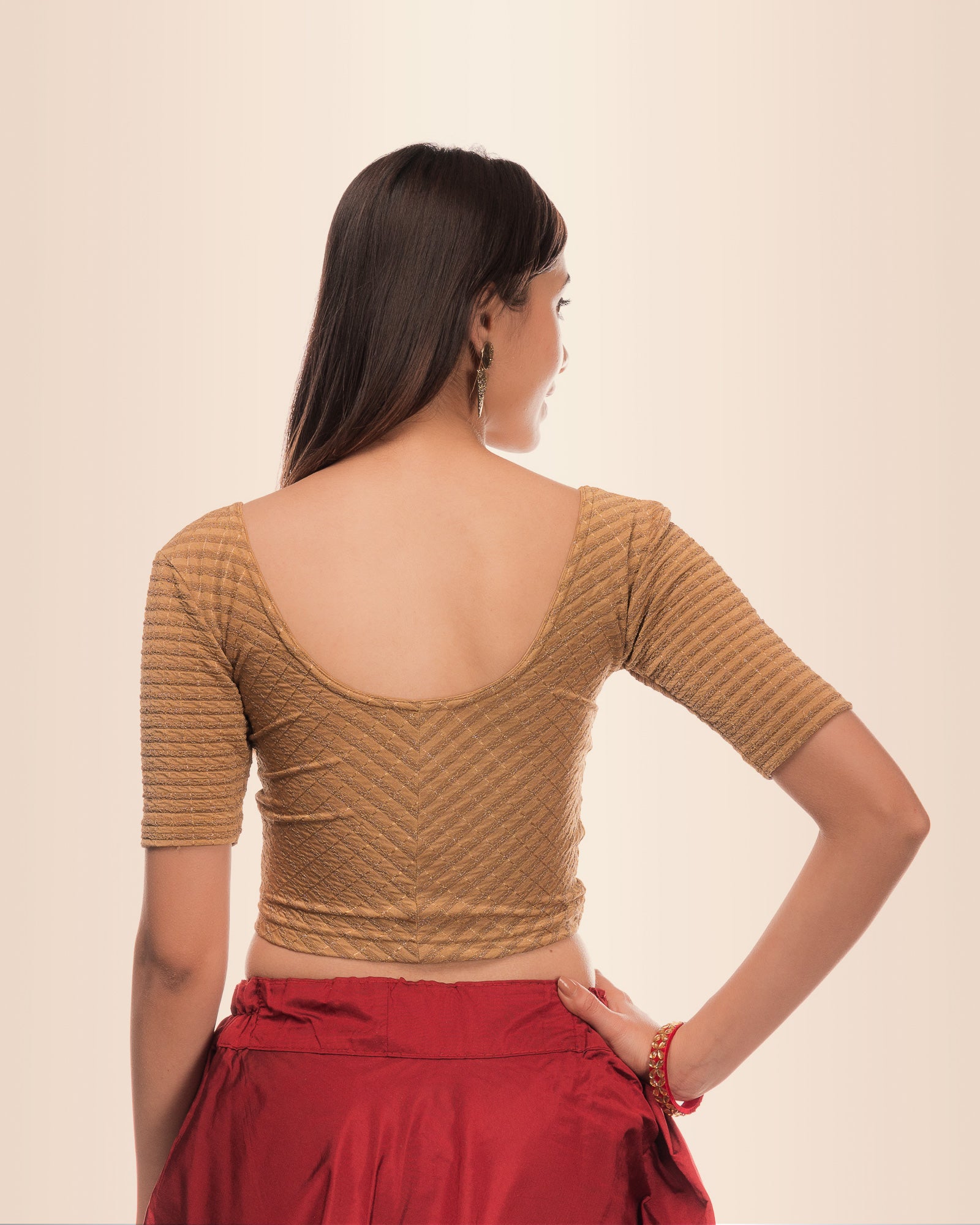 Rear view showcasing the zig‑zag pattern across the back and slip‑on fit