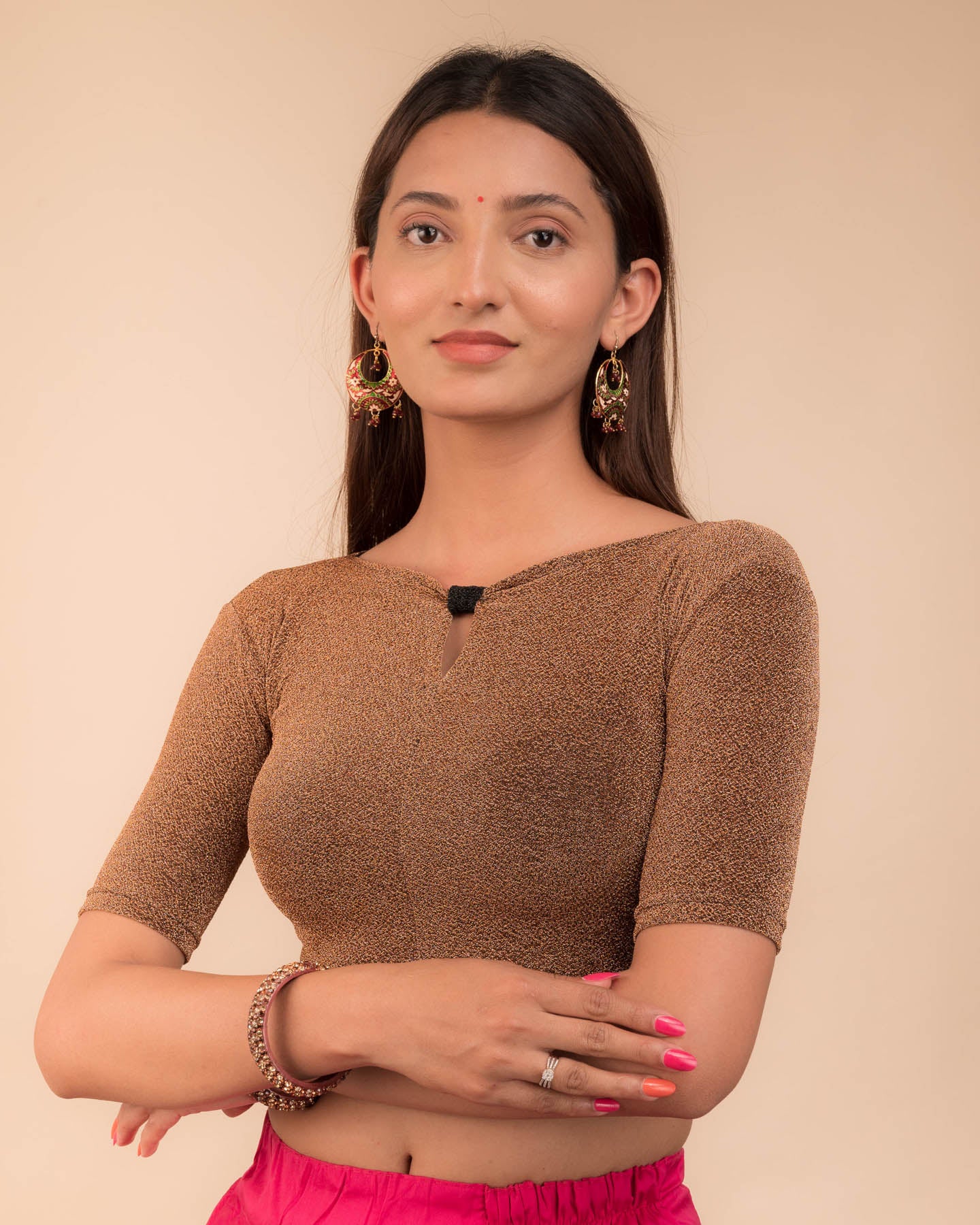 Side profile highlighting the fabric sheen and sleek silhouette