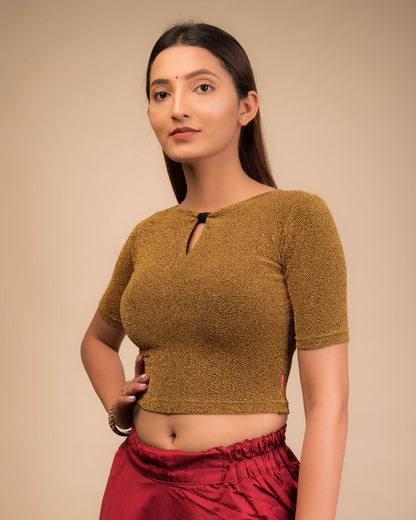 Side profile highlighting the fabric sheen and sleek silhouette