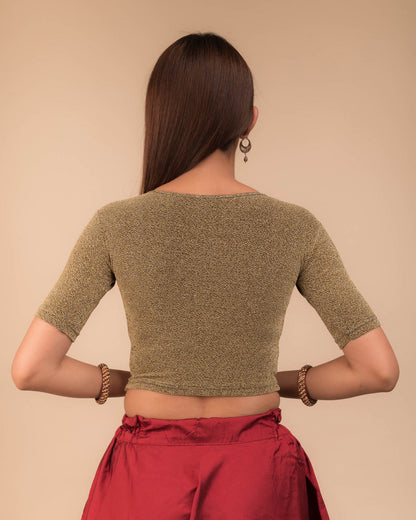 Rear view showcasing slip-on design and elbow sleeve fit.