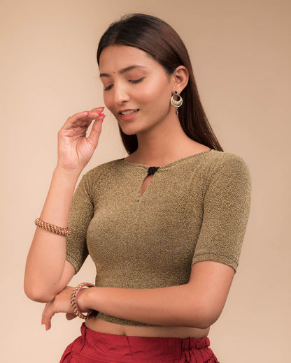 Side profile highlighting the fabric sheen and sleek silhouette