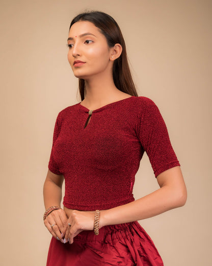 Side profile highlighting the fabric sheen and sleek silhouette