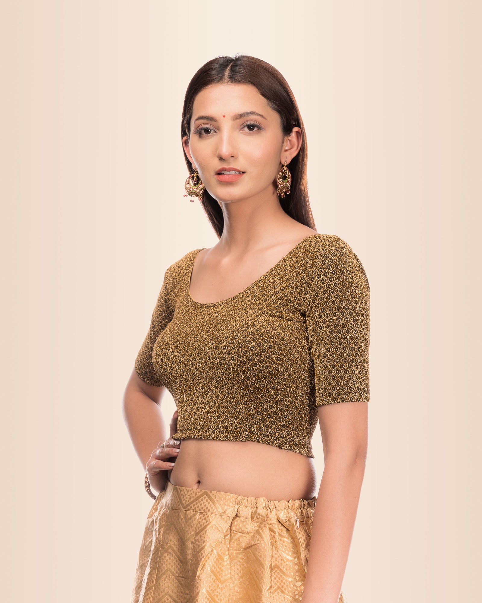 Side profile highlighting the fit and sleeve silhouette