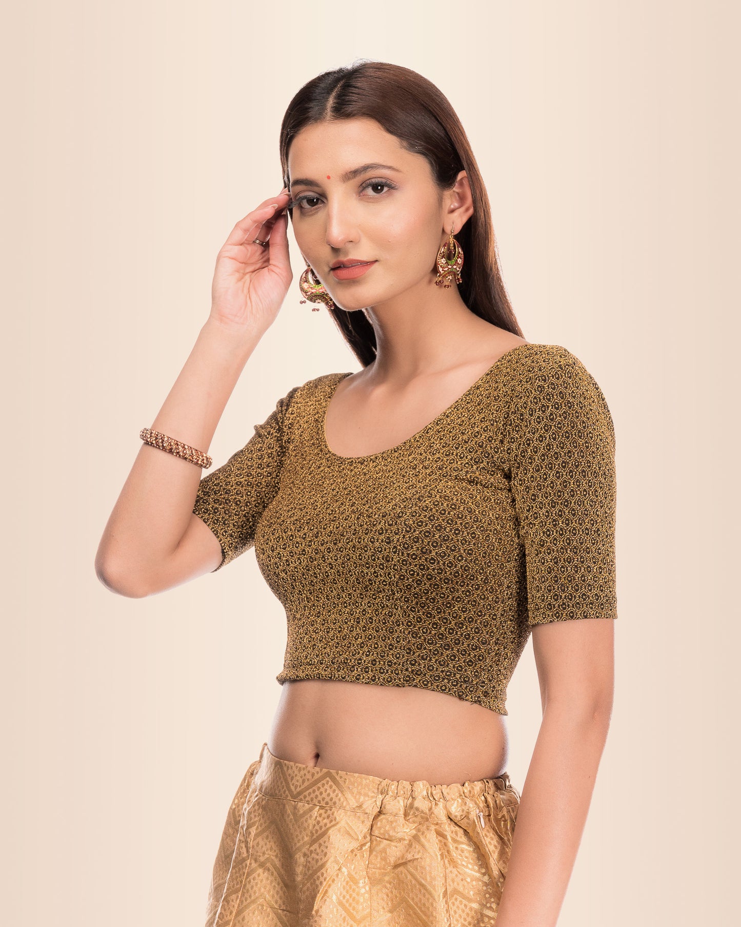 Side profile highlighting the fit and sleeve silhouette