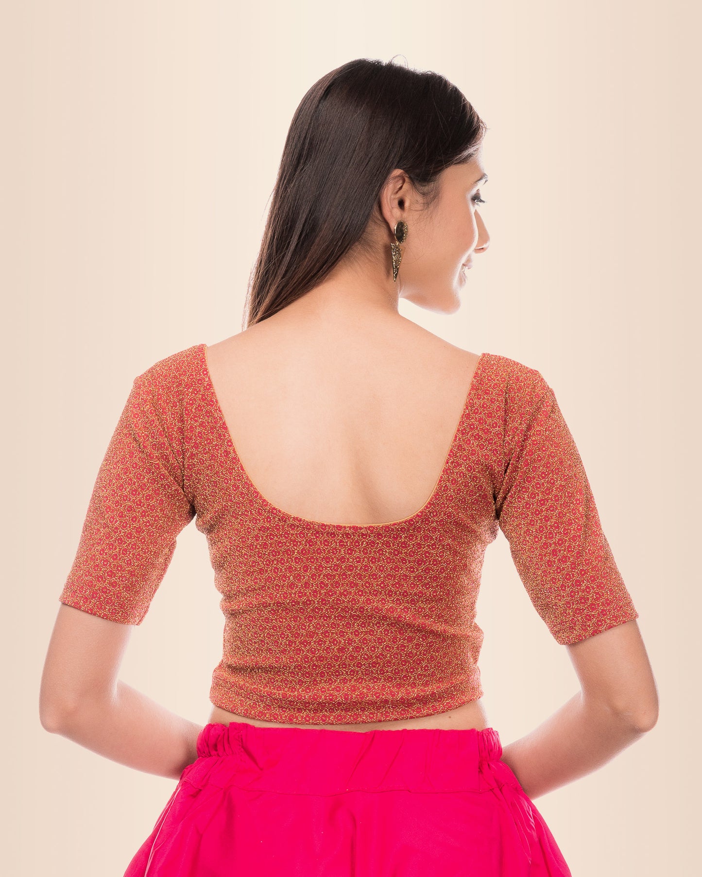 Rear view showing the zig-zag pattern continuing across the back.