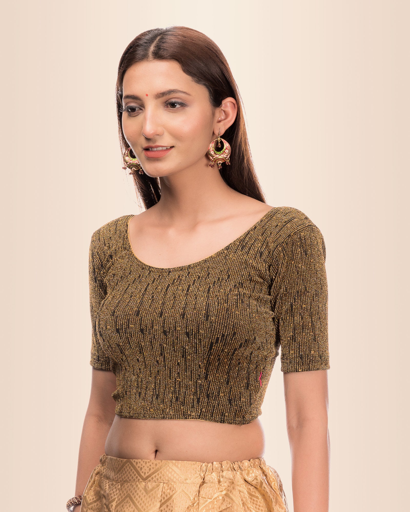 Side profile highlighting the sleeve length and silhouette