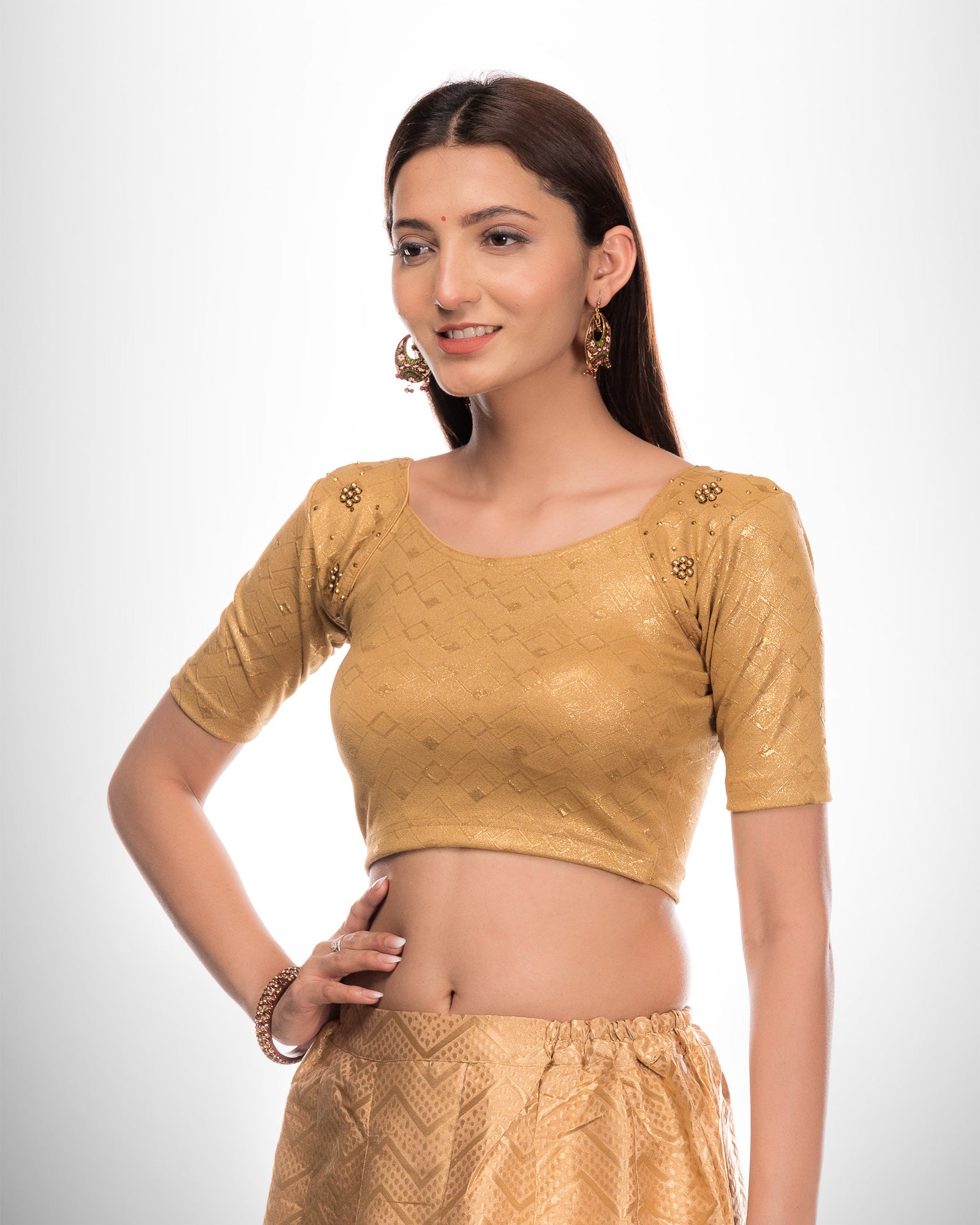 Side profile highlighting the shoulder accents and sleeve silhouette.