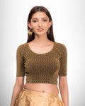 Tanisi Black Gold Zari Embellished Blouse with Handmade Latkan Back by Advi