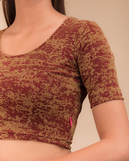 Close‑up of the metallic zari woven texture