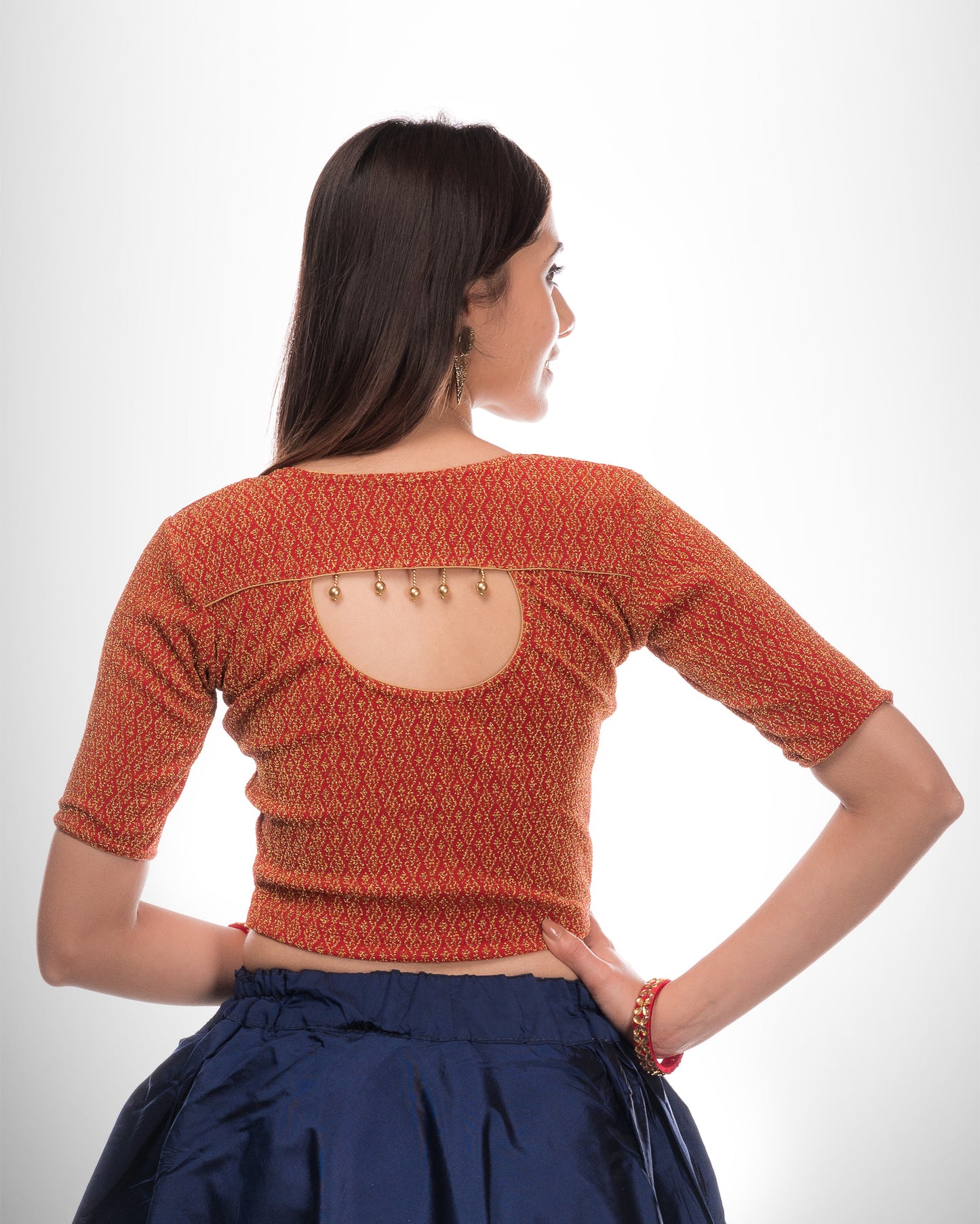 Rear view showcasing the handmade latkan detail