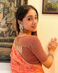 Tanisi Red Zari Blouse with Beads, Stones and Handmade Latkan Back by Advi