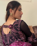 Takshila Pink Zari Embellished Blouse with Appliqué Detail and Organza by Advi