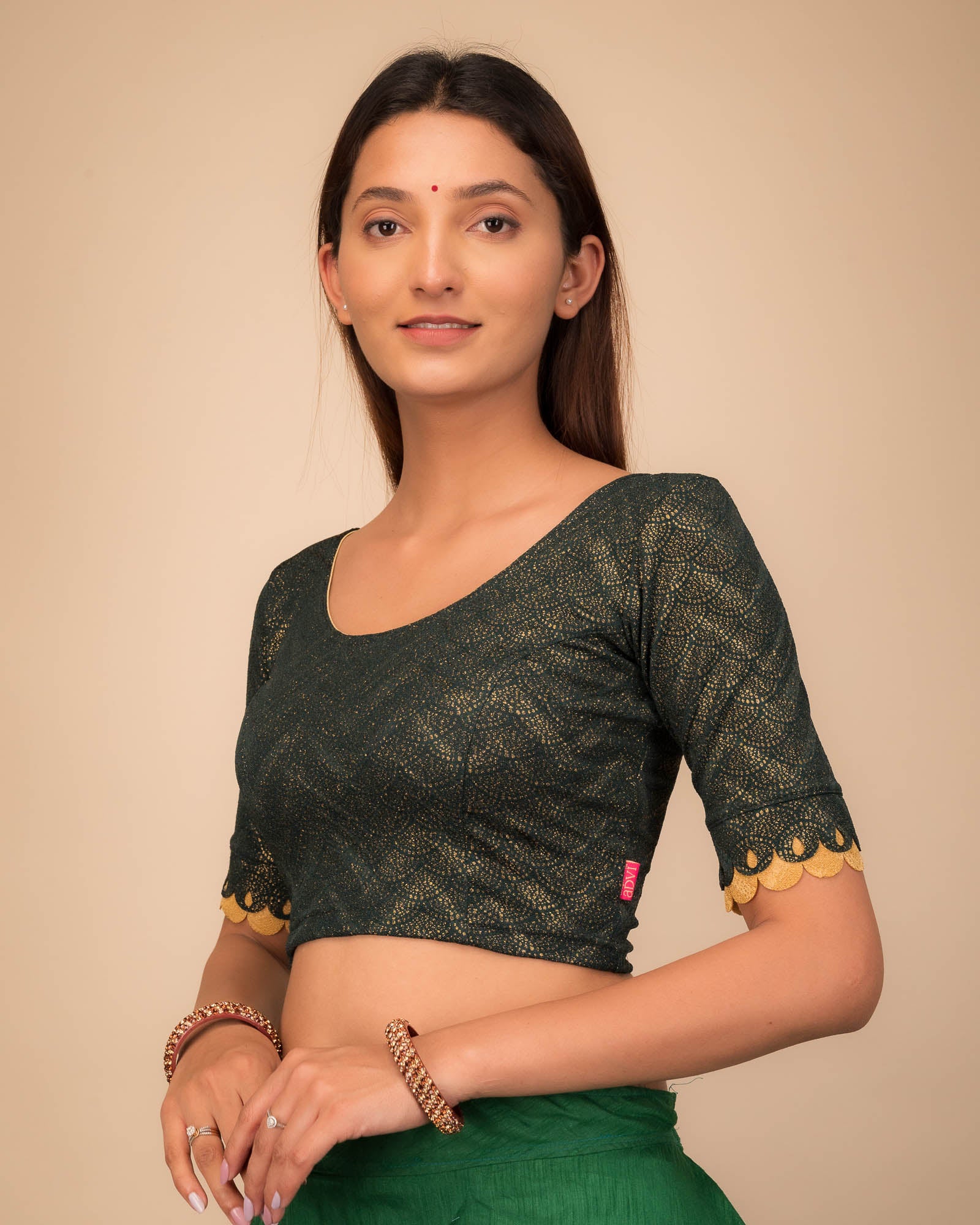 Side profile showcasing the sleeve structure and fit.