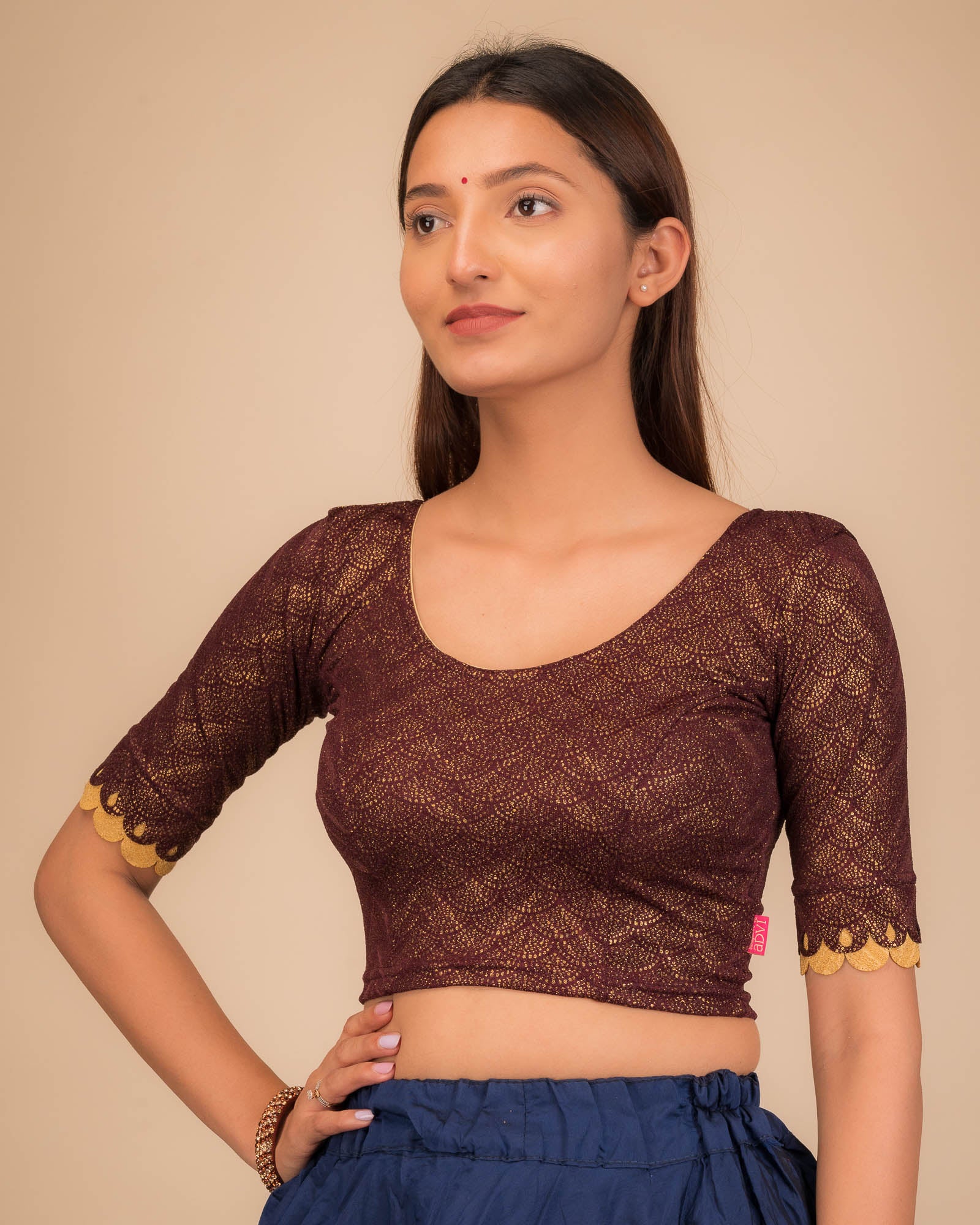 Side profile showcasing the sleeve structure and fit.