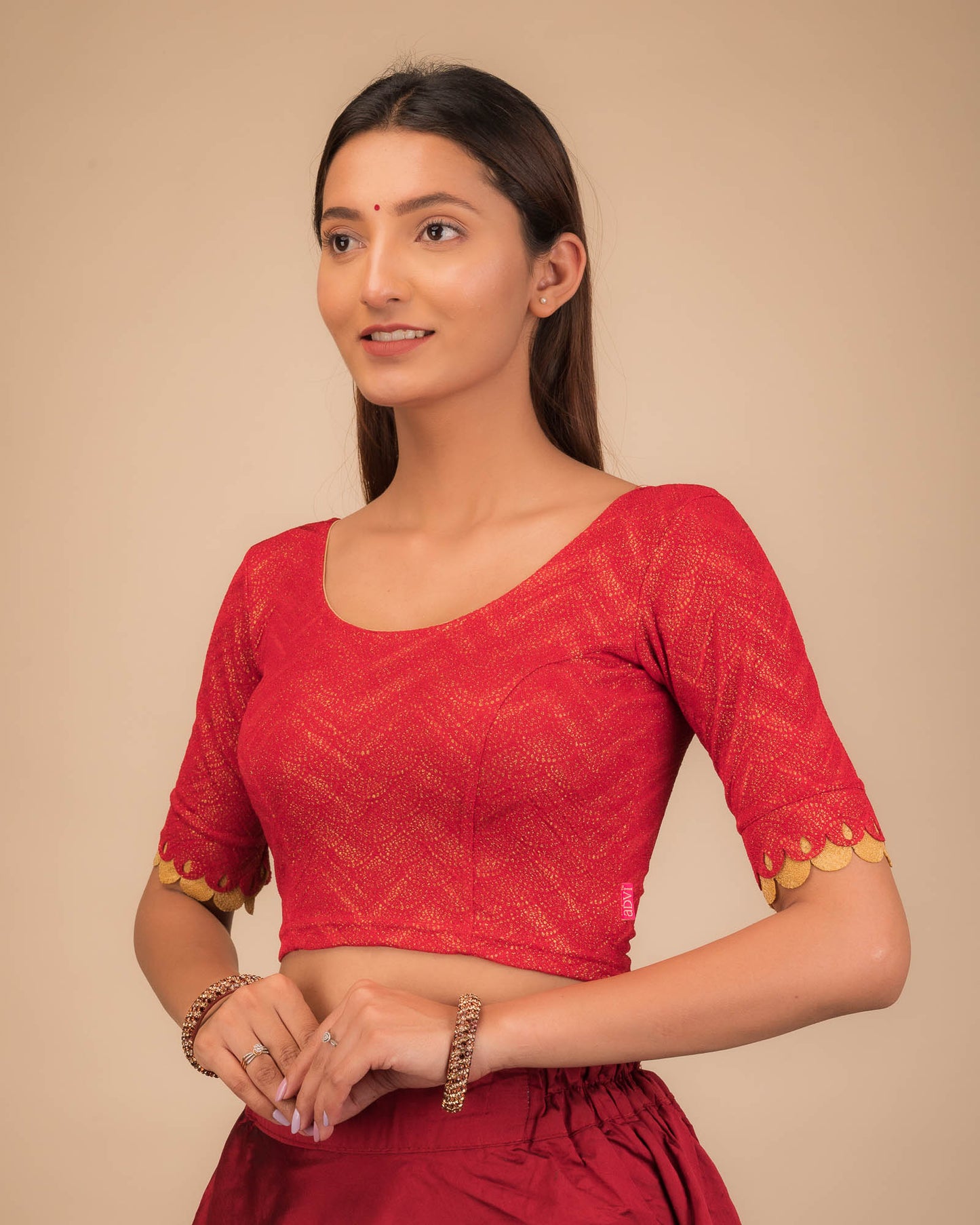 Side profile showcasing the sleeve structure and fit.