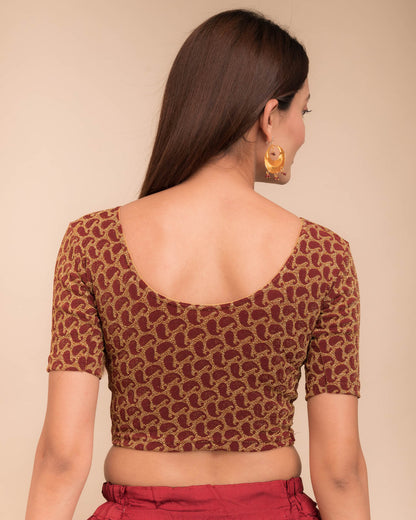 Rear view of the blouse showcasing the back design.