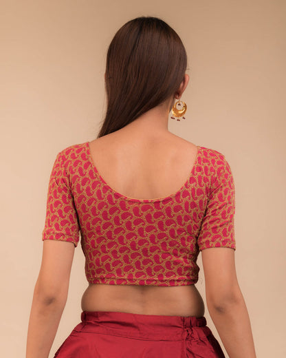 Rear view of the blouse showcasing the back design.