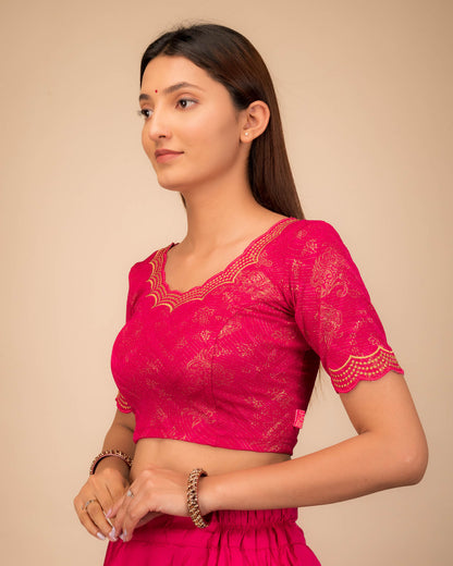 Side profile highlighting fit and sleeve length.