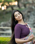 Maisha Purple Striped Zari Stretchable Saree Blouse Advi