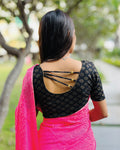 Chandrika Pearl Floral Gold Foil Black Festive Wear Stretchable Blouse
