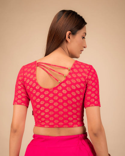 Rear view showcasing pearl accents at the back.