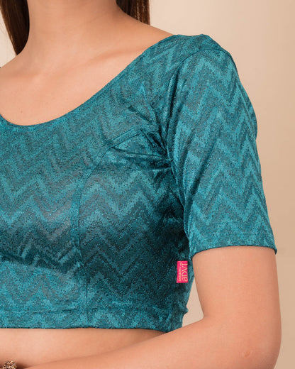 Close-up of the melange jacquard fabric detailing the zig-zag pattern and texture