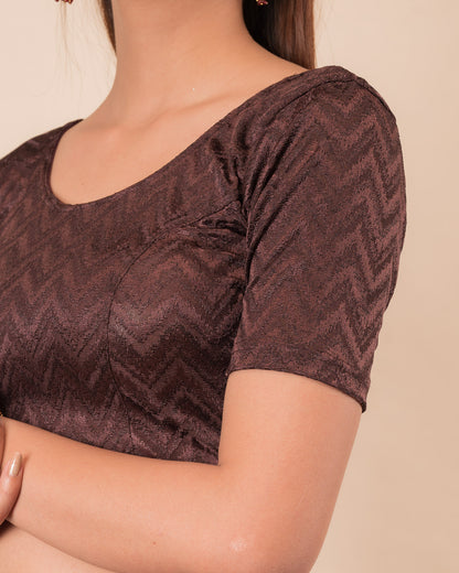 Close-up of the melange jacquard fabric detailing the zig-zag pattern and texture