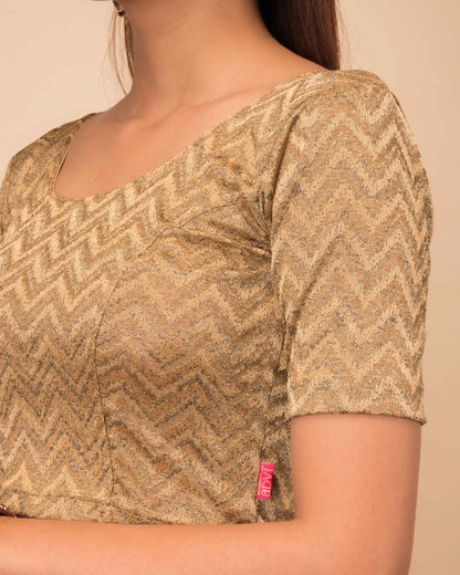 Close-up of the melange jacquard fabric detailing the zig-zag pattern and texture