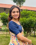 Nandini Zig Zag Pattern Navy Melange Readymade Blouse Everyday Wear Advi