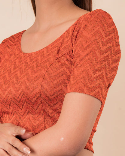 Close-up of the melange jacquard fabric detailing the zig-zag pattern and texture