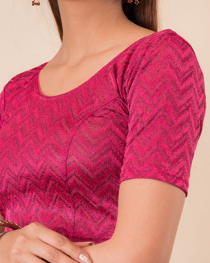 Close-up of the melange jacquard fabric detailing the zig-zag pattern and texture