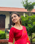 Nandini Melange Zig Zag Red Textured Readymade Blouse Everyday wear Advi
