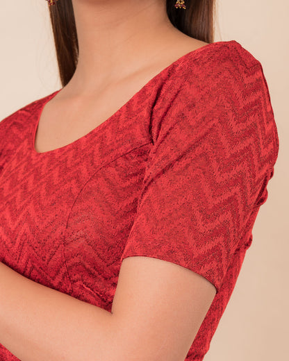 Close-up of the melange jacquard fabric detailing the zig-zag pattern and texture