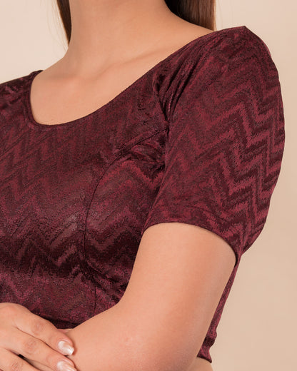 Close-up of the melange jacquard fabric detailing the zig-zag pattern and texture
