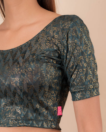 Abha Gold Print Stretchable Slip On Blouse