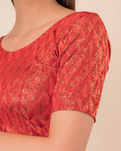 Close-up of the melange jacquard fabric with metallic foil and texture