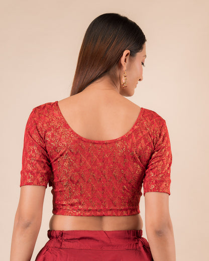 Rear view showcasing the back design of the slip-on blouse