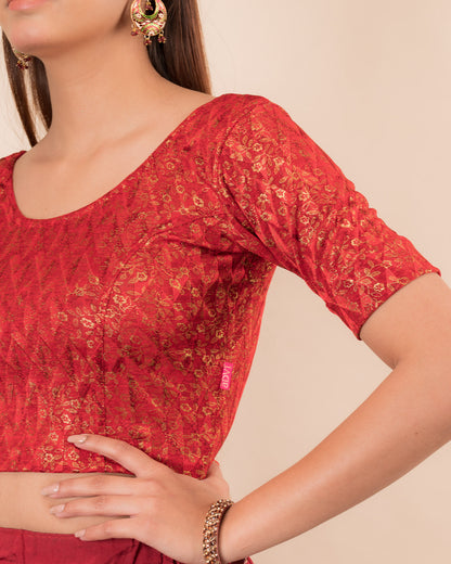 Close-up of the melange jacquard fabric with metallic foil and texture