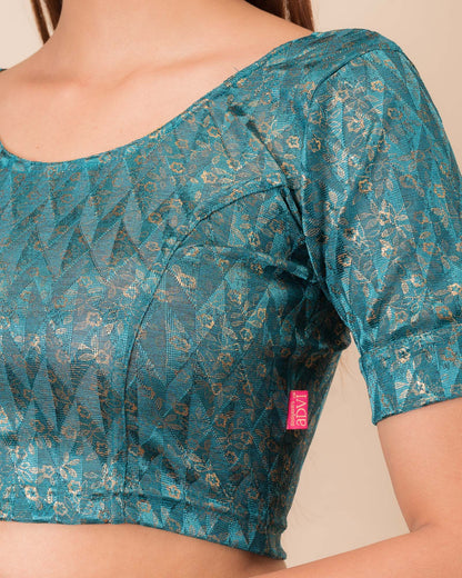 Close-up of the melange jacquard fabric with metallic foil and texture