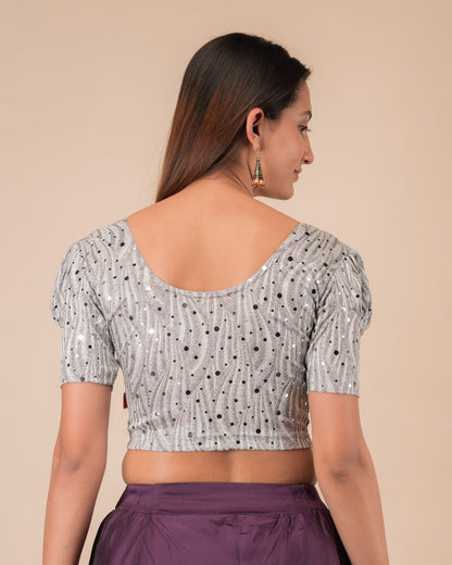  Rear view showing the round back design and mirror work