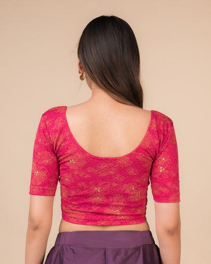 Rear view showcasing the back design texture and embellishments