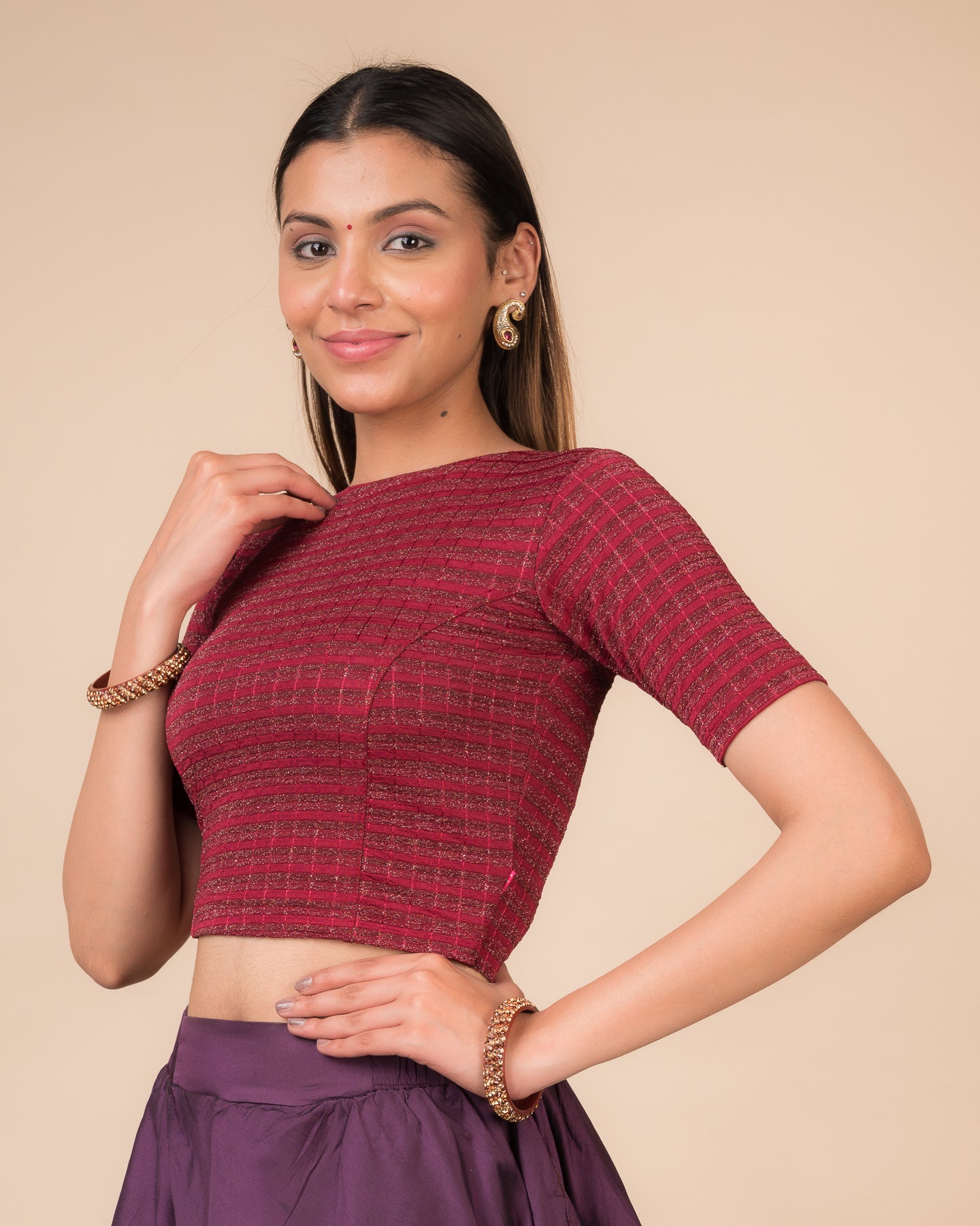 Side profile highlighting the fit and sleeve length