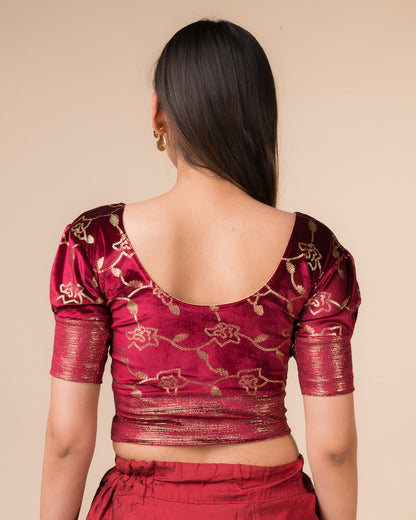 Rear view showcasing the puff sleeves and back silhouette