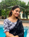 Bandhan Grey Tie-Dye Slip On Glitter Blouse with Shibori Touch by Advi