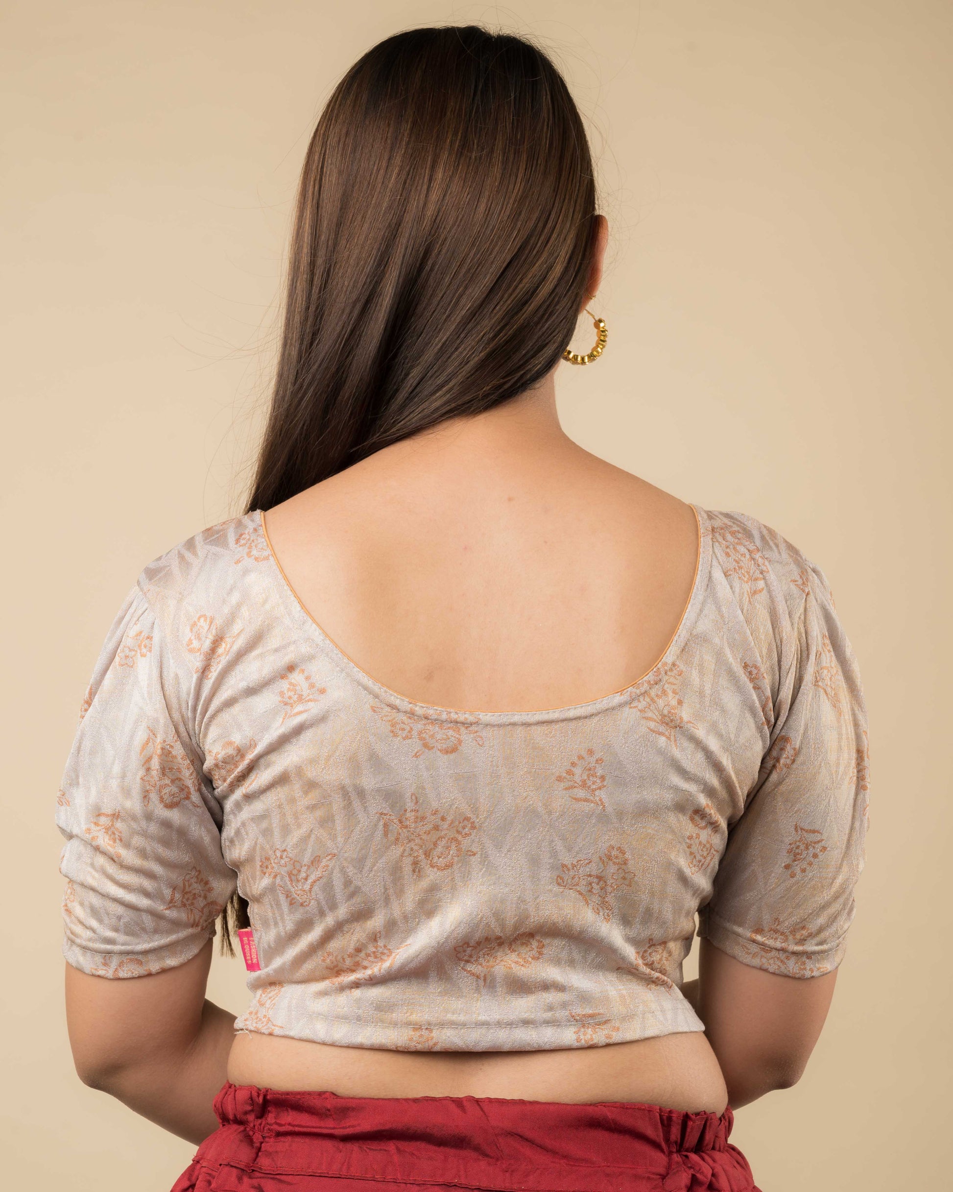 Rear view of the corset-style stretchable blouse showcasing the back design.
