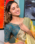 Ravina Rama Green Jacquard Readymade Blouse | Traditional Wear | No Stitch Needed