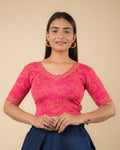Ravina Rani Scallop Cut Work Neckline Readymade Blouse | No Stitch | Party Wear