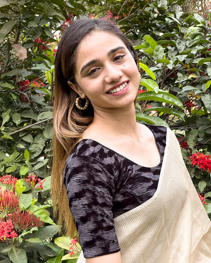 Kriti Velvet Pleated Texture Stretchable Slip On Blouse