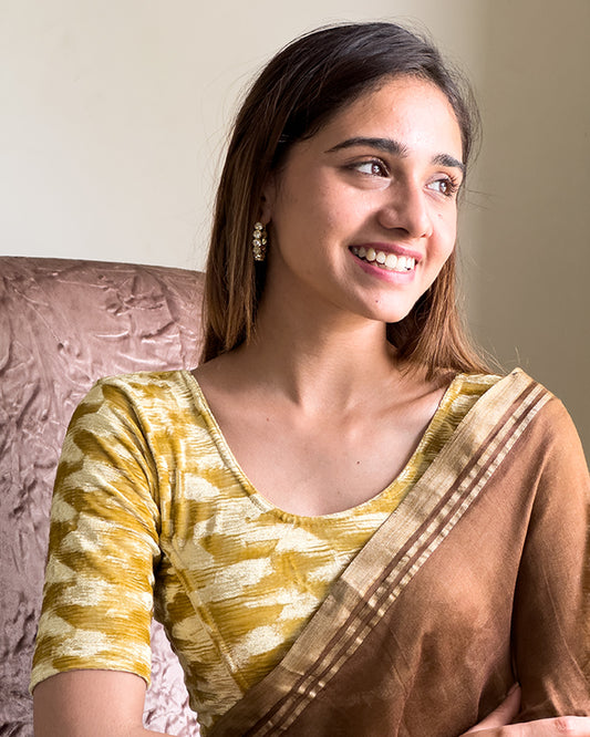 Kriti Velvet Pleated Texture Stretchable Slip On Blouse